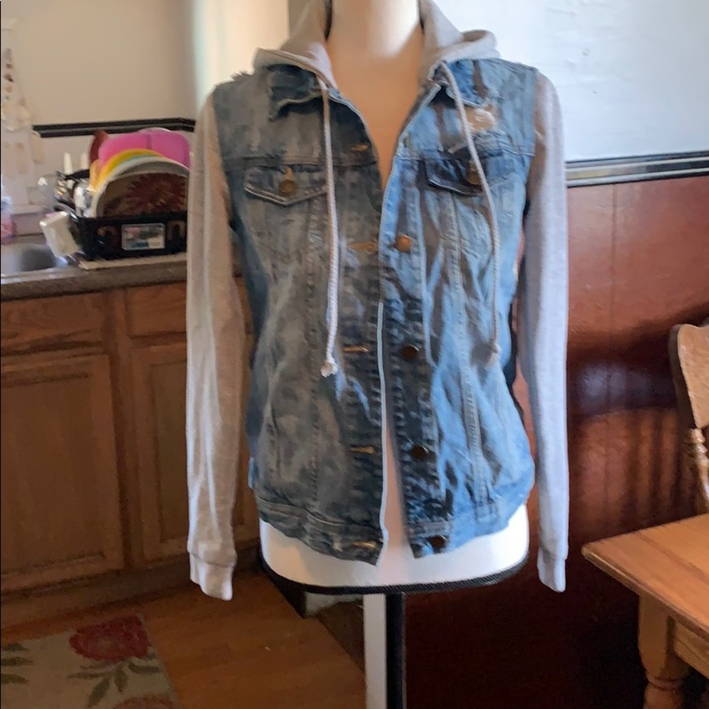 Distressed jean jacket